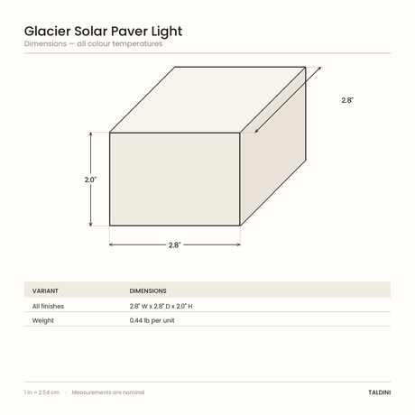 Glacier Solar Paver Light - dimensions diagram