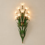 Glass Flower Wall Sconce — 10-light, transparent glass