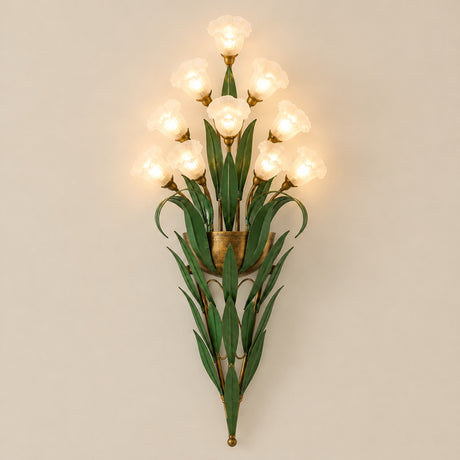 Glass Flower Wall Sconce — 10-light, frosted white glass