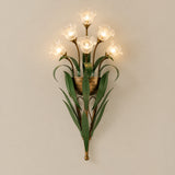 Glass Flower Wall Sconce — 6-light, transparent glass