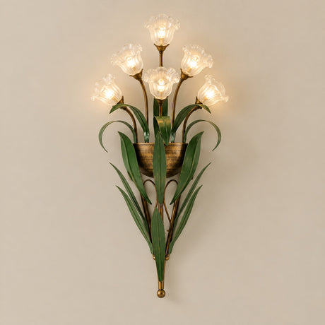 Glass Flower Wall Sconce — 6-light, transparent glass