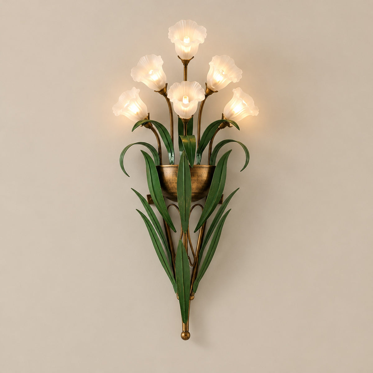 Glass Flower Wall Sconce — 6-light, frosted white glass