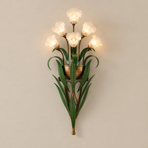 Glass Flower Wall Sconce — 6-light, frosted white glass