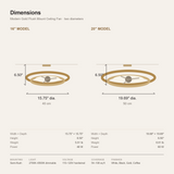 Gold flush mount ceiling fan dimensions diagram - 40 cm and 50 cm