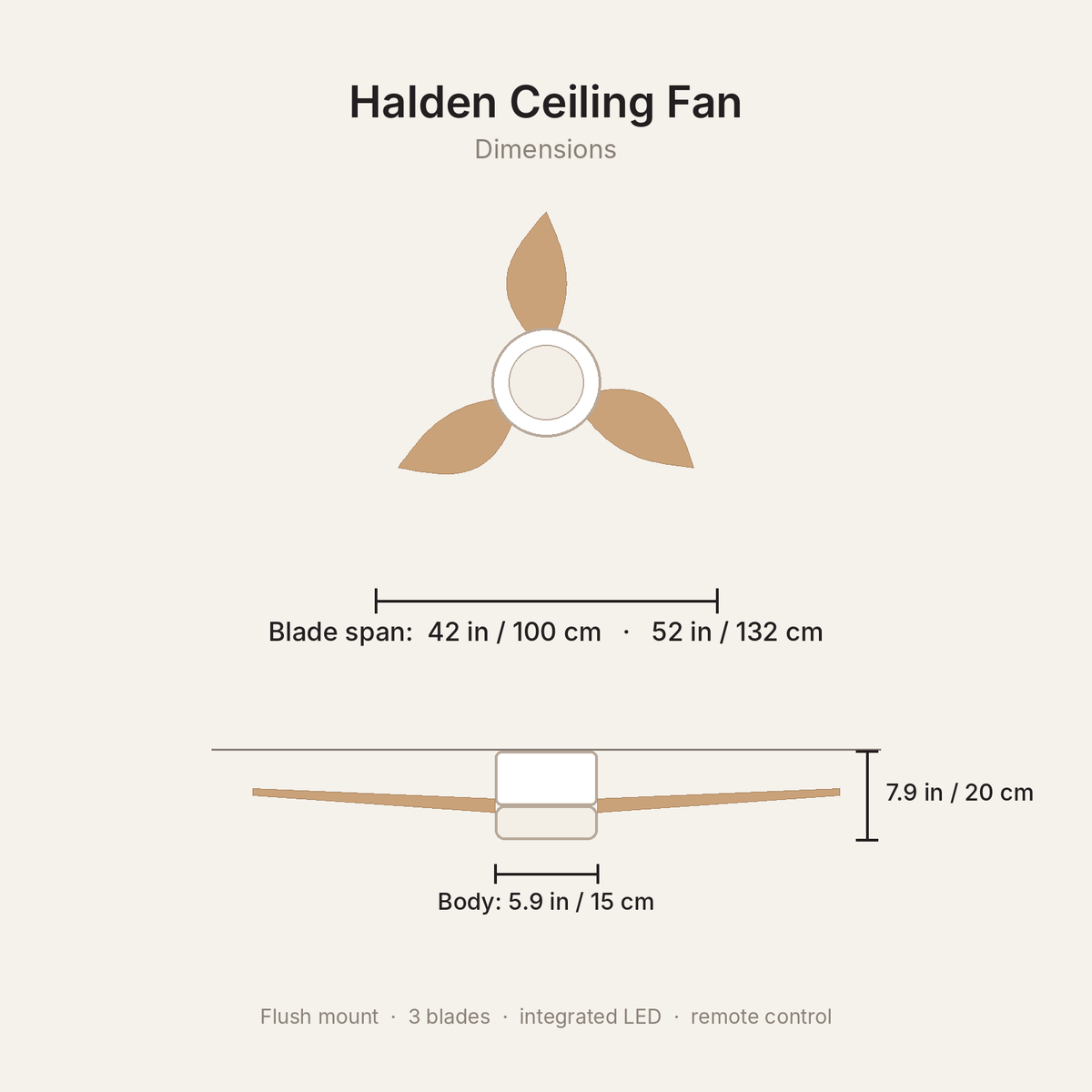 Halden Ceiling Fan — dimensions