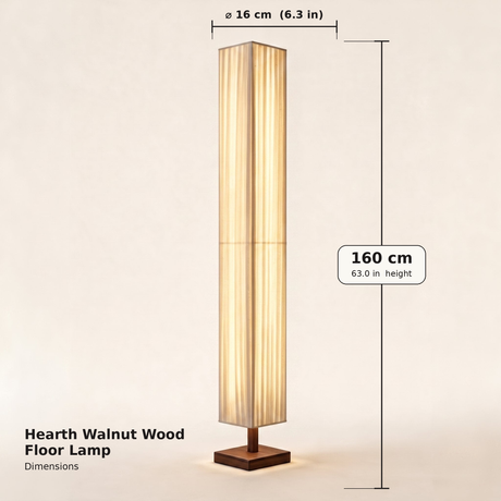 Hearth Walnut Wood Floor Lamp — dimensions diagram