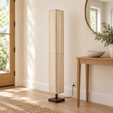 Hearth Walnut Wood Floor Lamp — entryway in daylight, lamp off