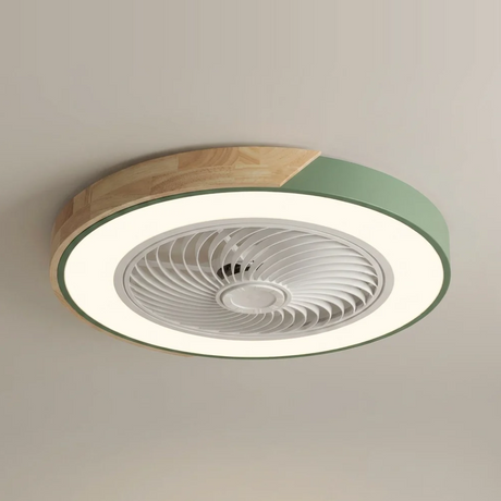 Bladeless flush mount ceiling fan - Green round finish