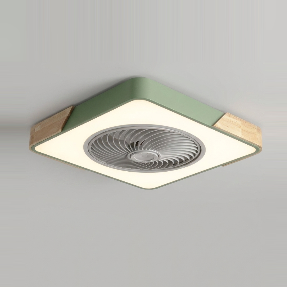 Bladeless flush mount ceiling fan - Green square finish