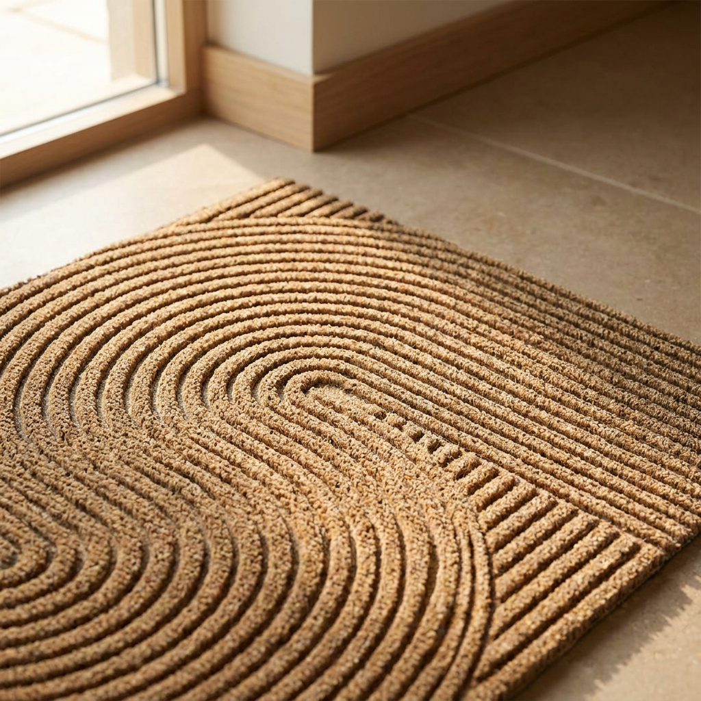 Durable Non-Slip Door Mat - Khaki texture detail