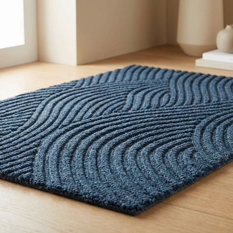 Durable Non-Slip Door Mat - Blue texture detail