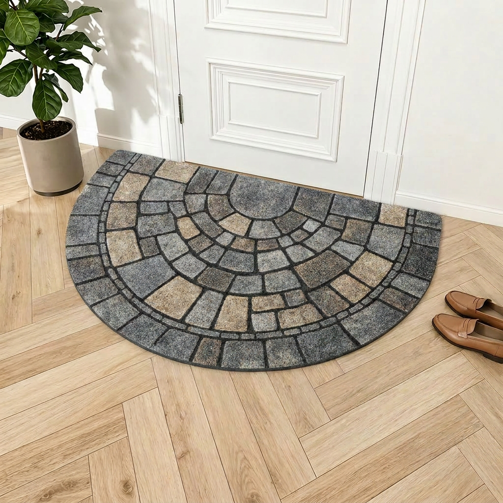 Elegant Mosaic Door Mat - entryway lifestyle at door threshold