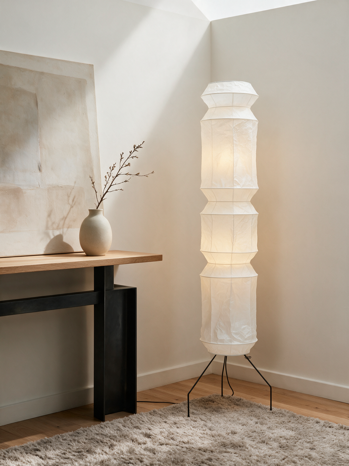 Kyoto Washi Paper Floor Lamp — console lifestyle