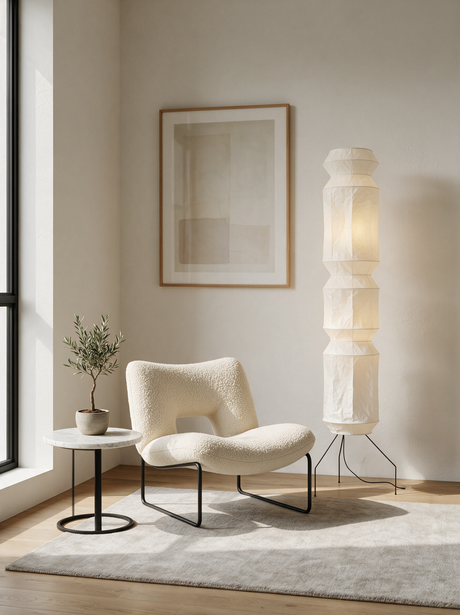Kyoto Washi Paper Floor Lamp — accent chair lifestyle