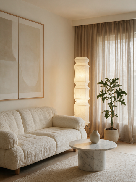 Kyoto Washi Paper Floor Lamp — sofa curtain lifestyle