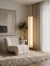 Hearth Walnut Wood Floor Lamp — side table lifestyle