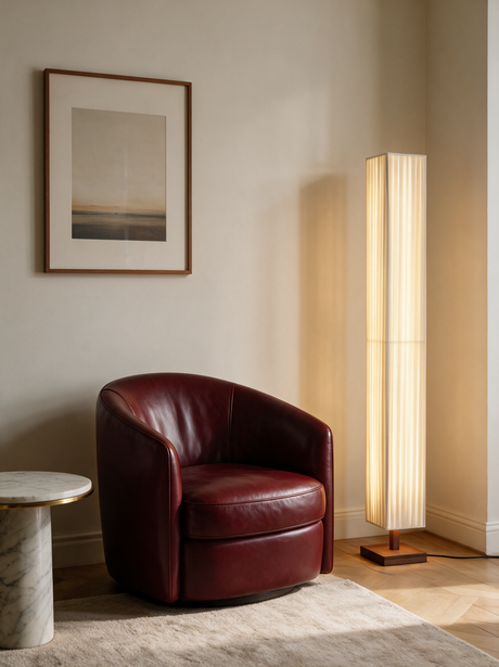 Hearth Walnut Wood Floor Lamp — accent chair art lifestyle