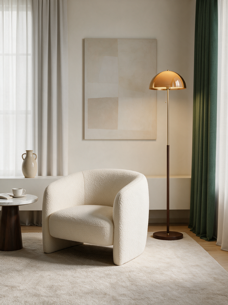 Ember Acrylic Dome Floor Lamp — chair lifestyle