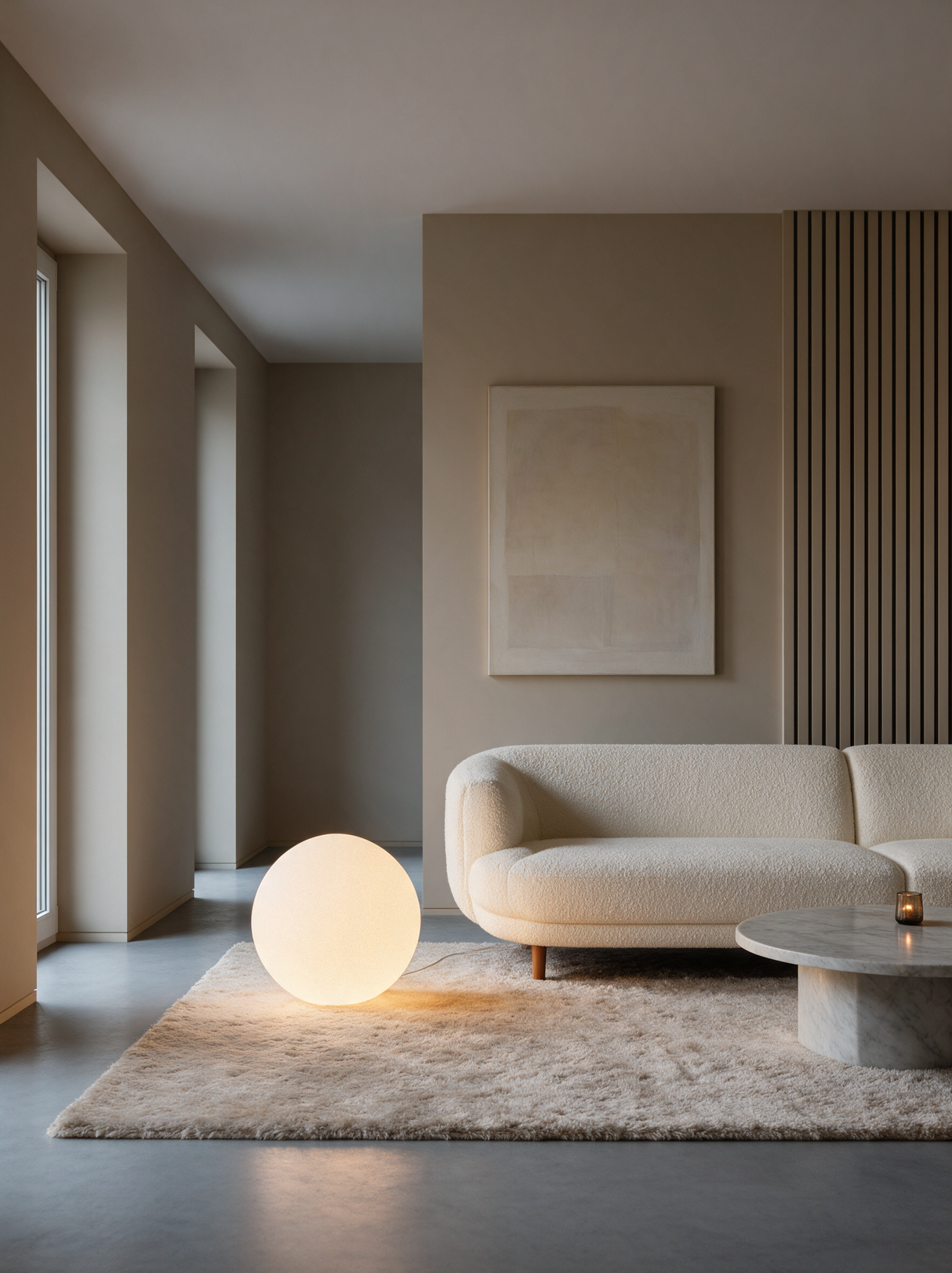 Luna Sphere Floor Lamp — sofa lifestyle