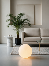 Luna Sphere Floor Lamp — side table lifestyle