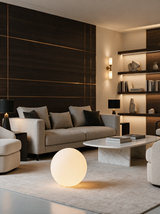 Luna Sphere Floor Lamp — bookshelf lifestyle