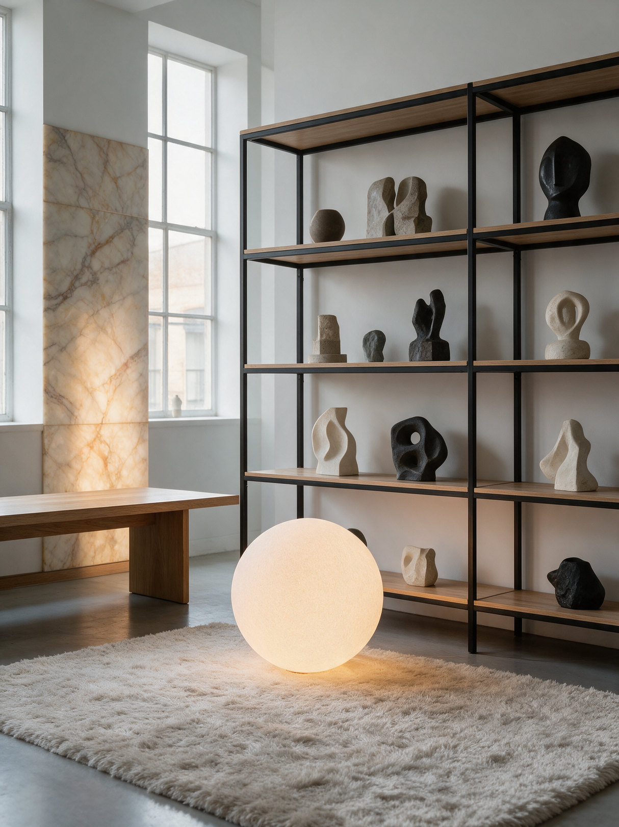 Luna Sphere Floor Lamp — desk lifestyle