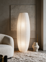 Sora Rice Paper Floor Lamp — lit lamp lifestyle
