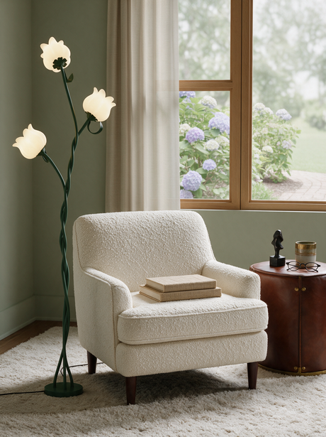 Bloom Twist Floor Lamp — armchair lifestyle
