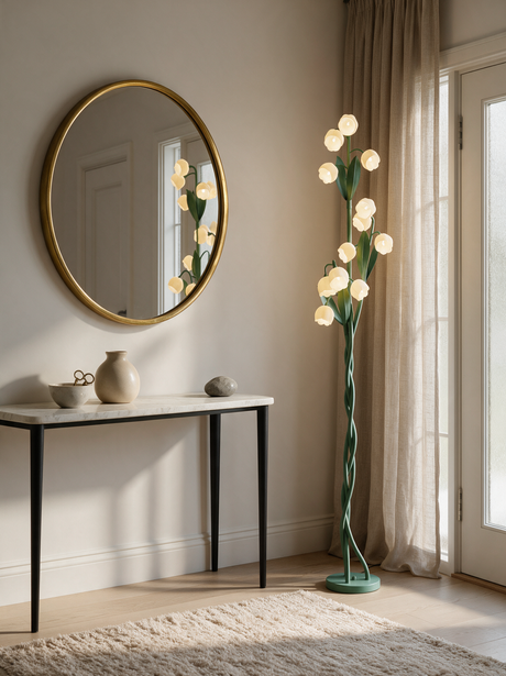 Orchid Stem Floor Lamp — mirror console lifestyle
