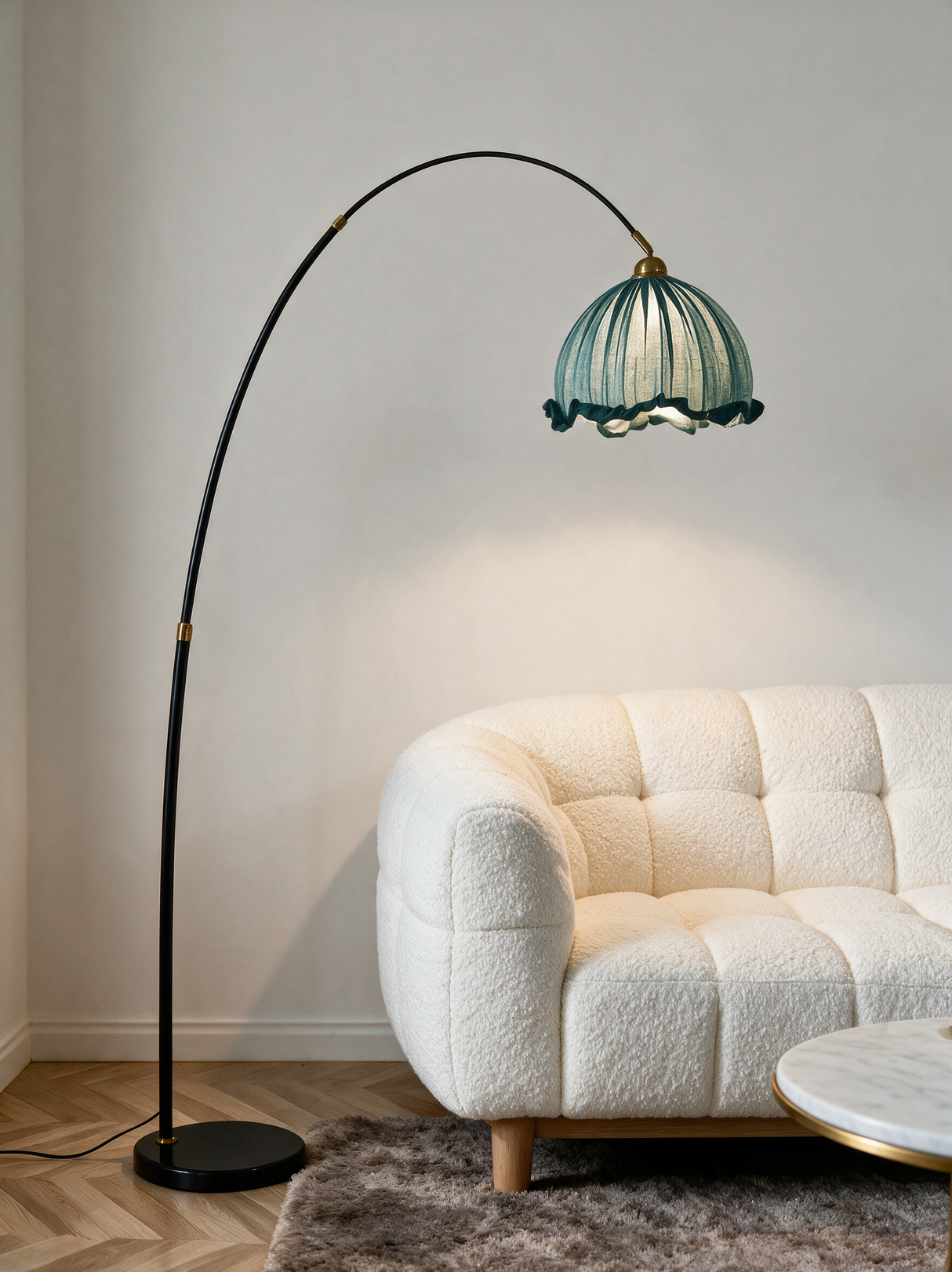 Arden Arc Floor Lamp — living room lifestyle