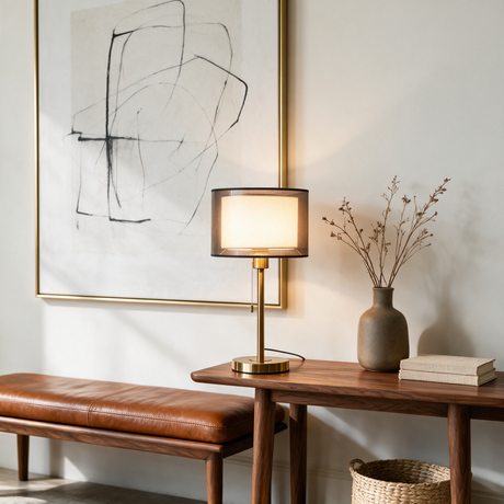Milan Double-Shade Table Lamp — console lifestyle angle 3