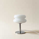 Amara Chrome & Glass Table Lamp — White hero