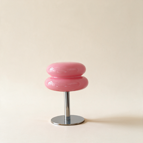 Amara Chrome & Glass Table Lamp — Pink hero