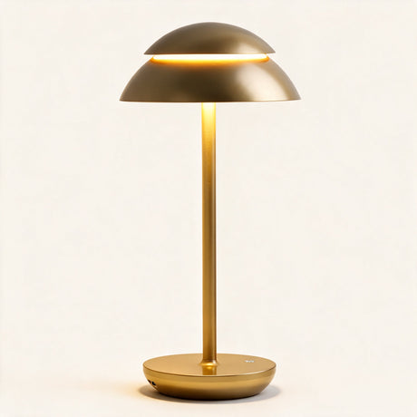 Nomad Cordless Table Lamp — Gold finish, shade and glow detail