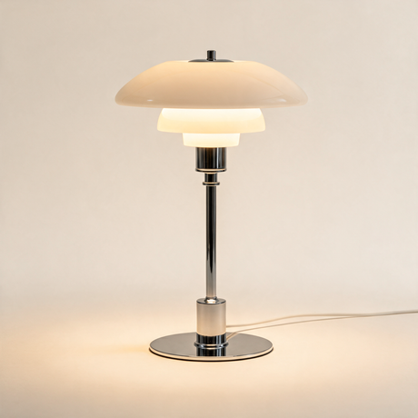 Nordic Glass Table Lamp — White/Silver hero