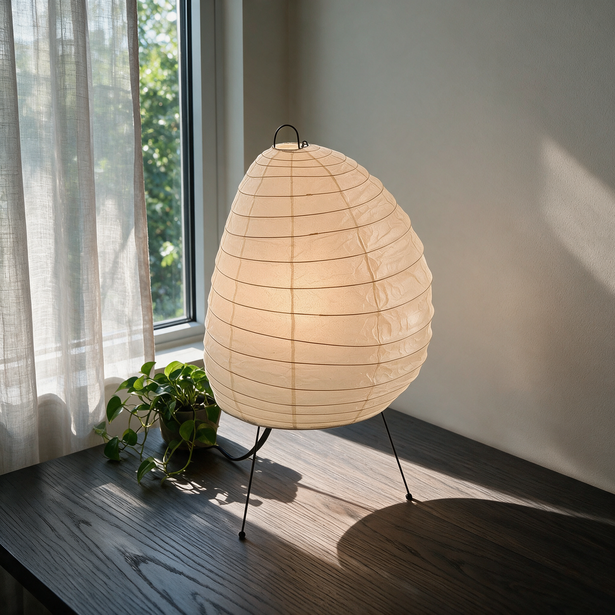 Washi Tripod Table Lamp — windowsill lifestyle