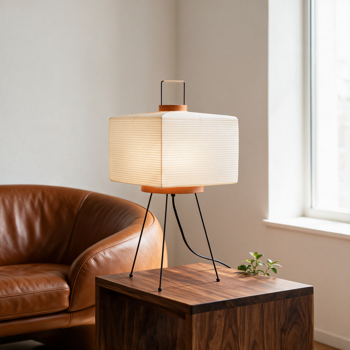 Origami Washi Table Lamp — living room lifestyle