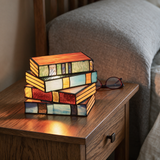 Novella Stained-Glass Table Lamp — nightstand lifestyle