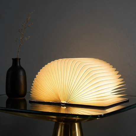 Lumibook Foldable Table Lamp — side table lifestyle