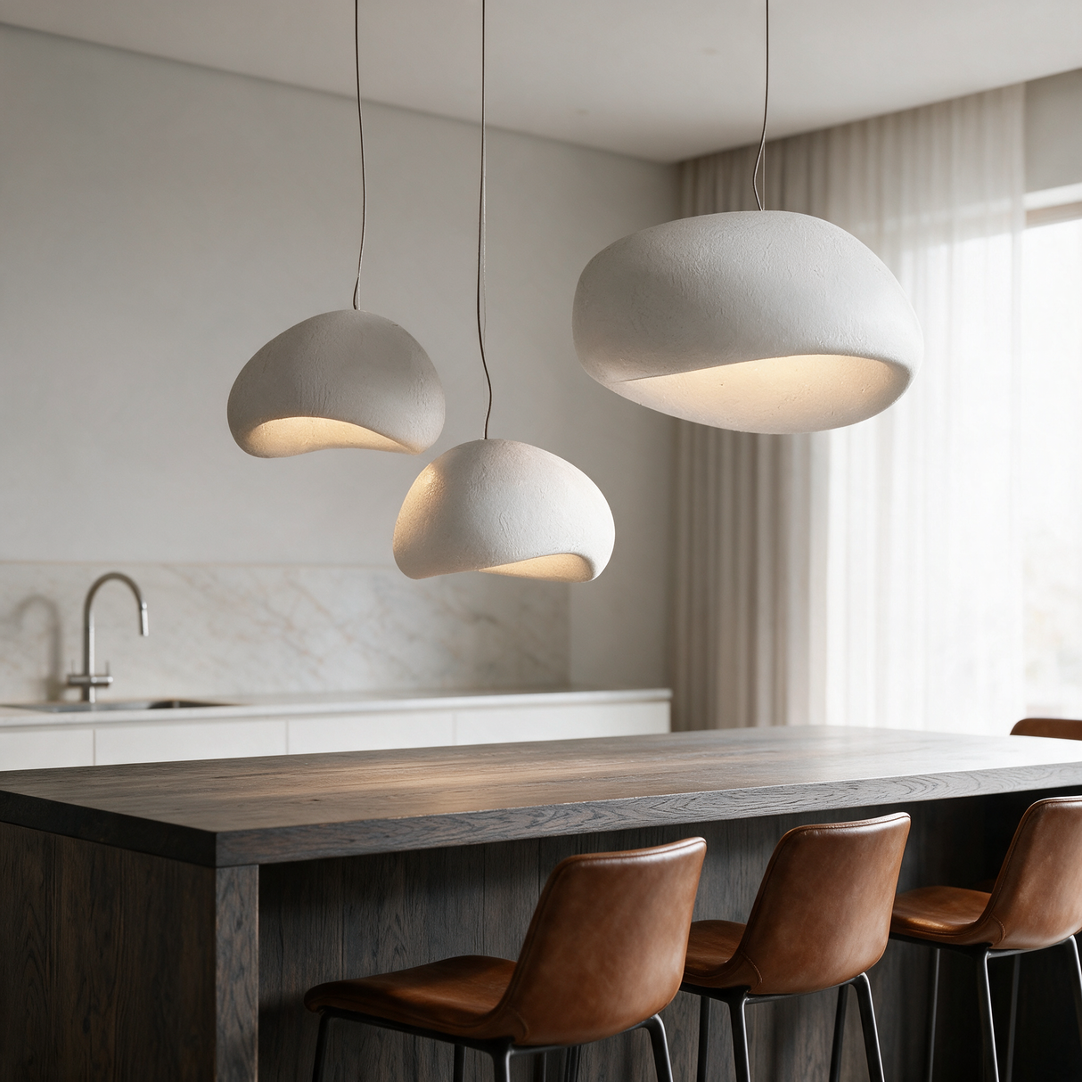 Nara Dome Pendant Light — kitchen island lifestyle