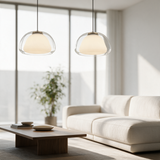 Amber Glass Pendant Light — living room lifestyle
