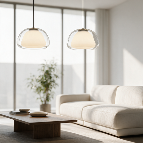 Amber Glass Pendant Light — living room lifestyle