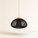 Java Rattan Pendant Light — Natural wood Black rattan main