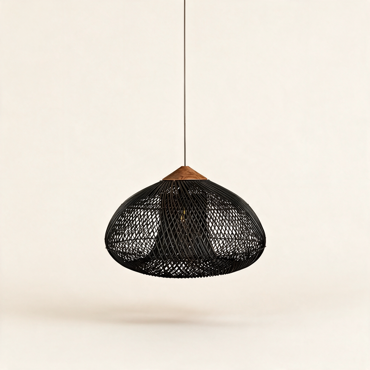 Java Rattan Pendant Light — Dark wood Black rattan main