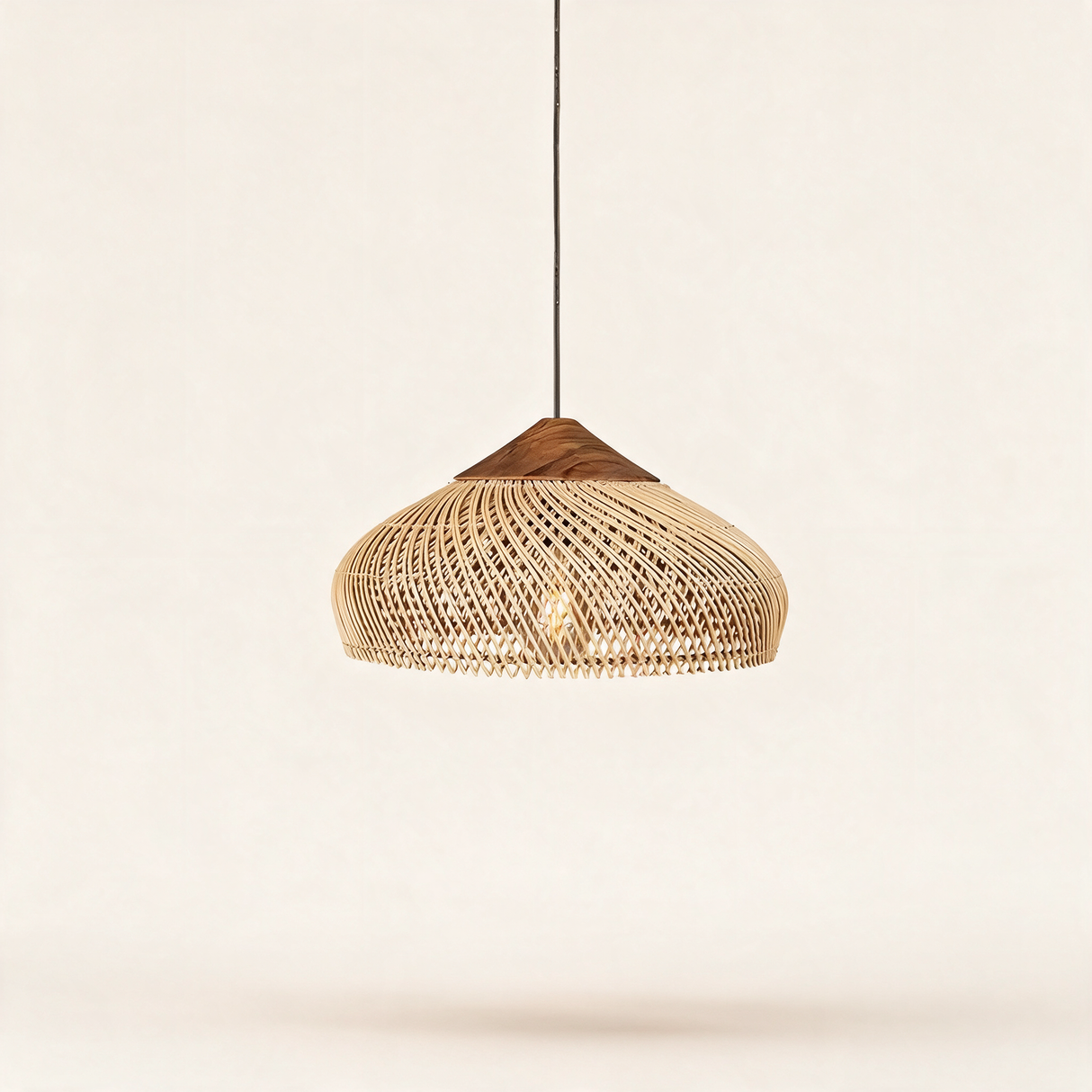 Java Rattan Pendant Light — Dark wood Natural rattan main Model B