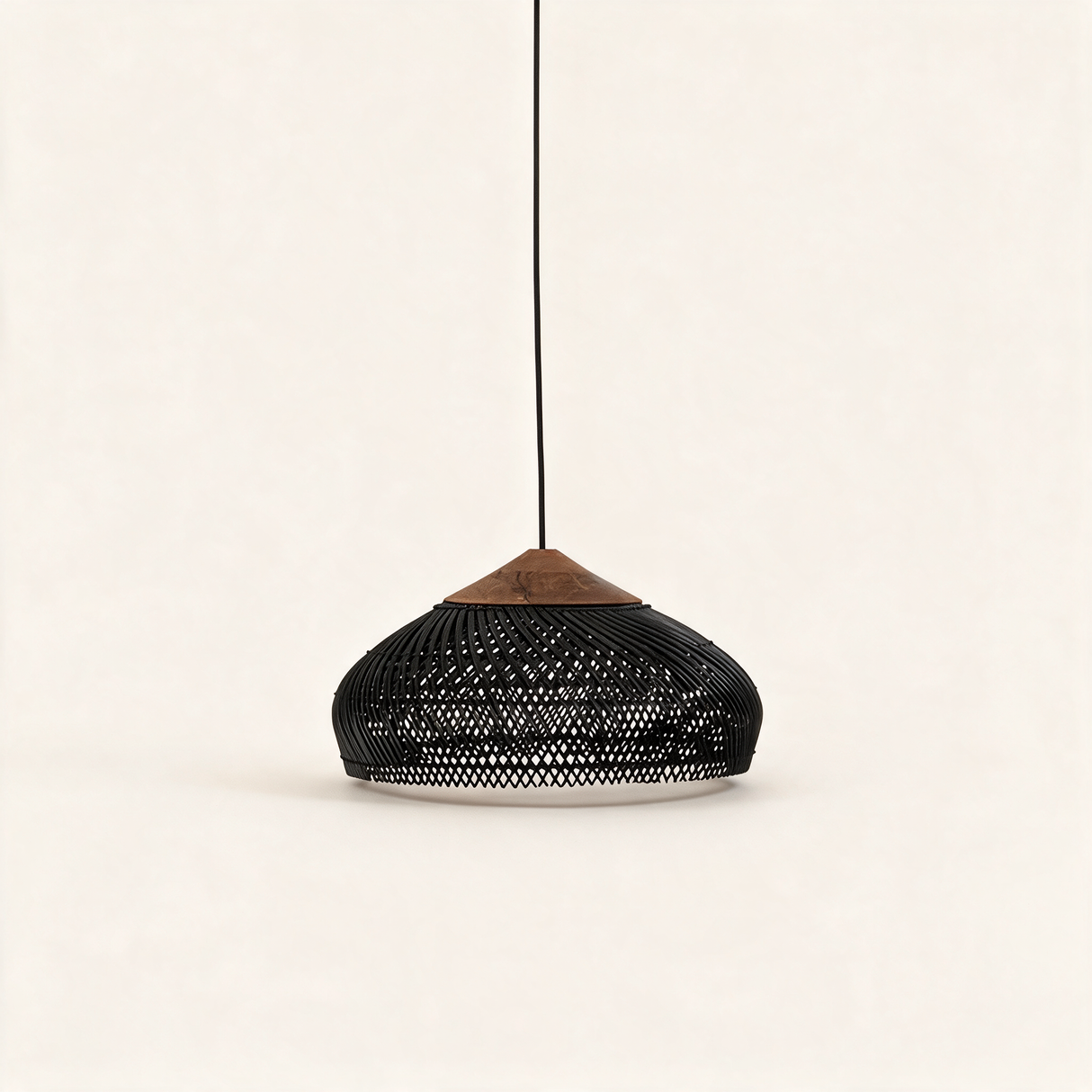Java Rattan Pendant Light — Dark wood Black rattan main Model B