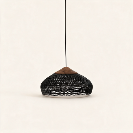 Java Rattan Pendant Light — Dark wood Black rattan main Model B