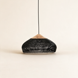 Java Rattan Pendant Light — Natural wood Black rattan main Model B