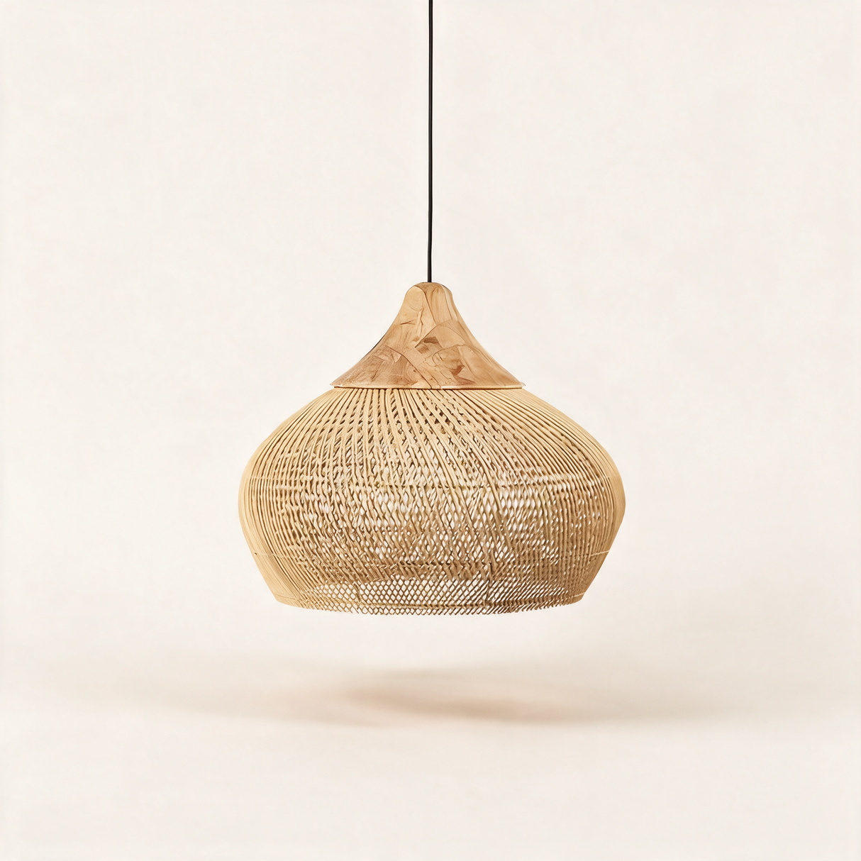 Java Rattan Pendant Light — Natural wood Natural rattan main Model C