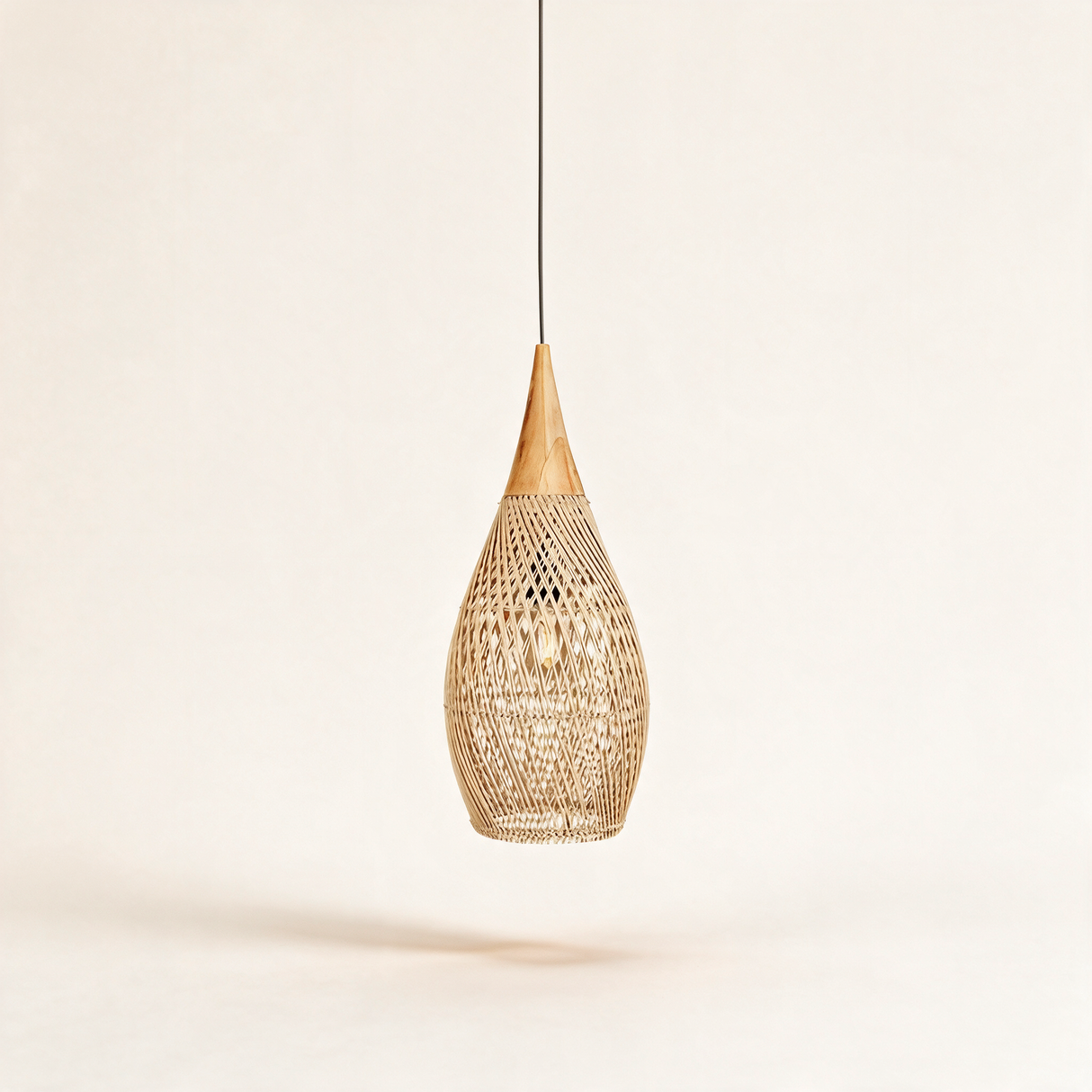 Java Rattan Pendant Light — Natural wood Natural rattan main Model D